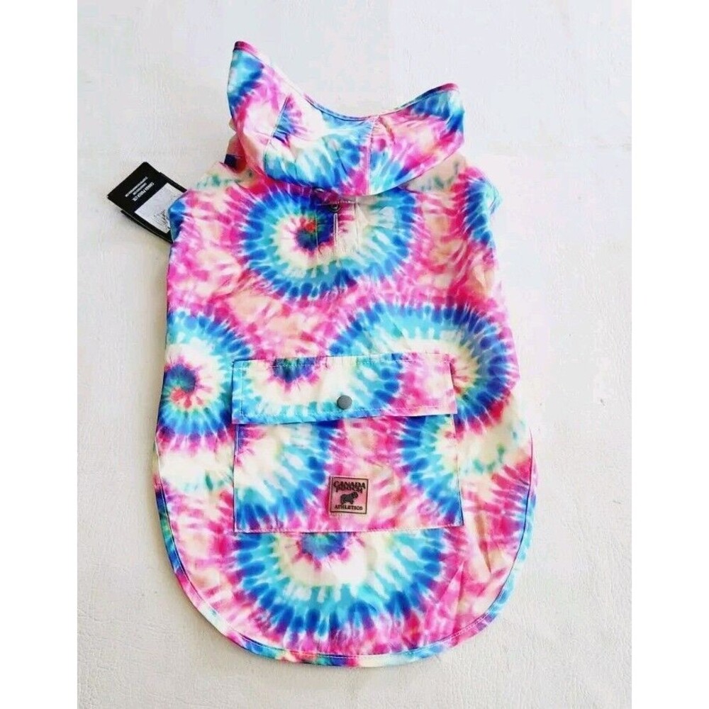 Canada Pooch Pick Me Poncho-Tie Dye- Dog rain coat Size 18” New With Tags.